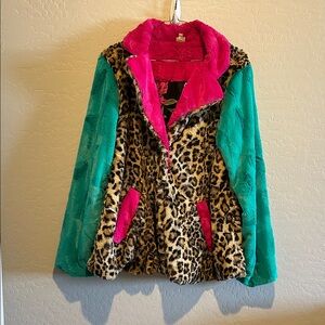 Ivy Jane Vibrant Leopard Teddy Jacket